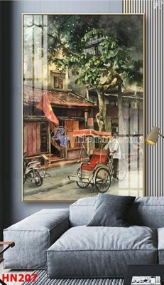 File gốc File tranh phố cổ hà nội xưa HN207 (in mica) làm bảng hiệu