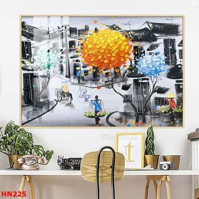 File gốc File tranh phố cổ hà nội xưa HN225 (in mica) cắt laser