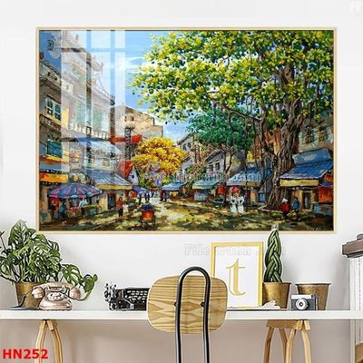 File gốc File tranh phố cổ hà nội xưa HN252 (in lụa) tranh mã đáo