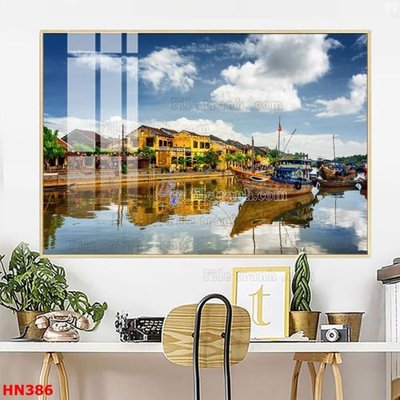File tranh gốc in trần nhà File tranh phố cổ hà nội xưa HN386 3D