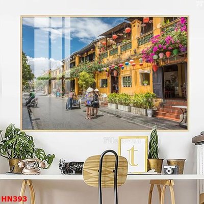 File gốc File tranh phố cổ hà nội xưa HN393 (in lụa) tranh thuận buồm