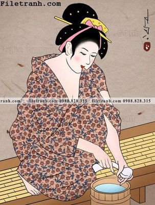 File in lụa Hinh minh hoa co gai Nhat 147 (tân cổ điển) Hinh minh hoa co gai Nhat 147