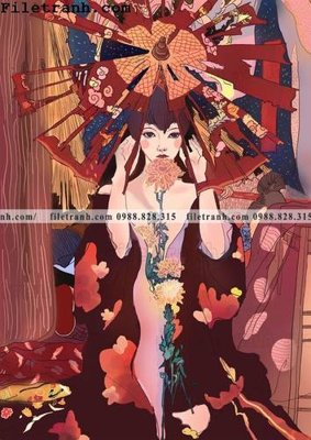 Tải file Hinh minh hoa co gai Nhat 153 (gốc) chủ đề hoa sen