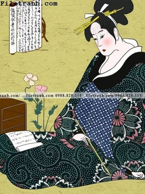 File in ấn Hinh minh hoa co gai Nhat 162 (bản gốc) sắc nét