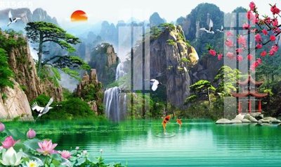 Download file gốc File gốc in tranh tổng hợp K15655 (in lụa) hoa lá