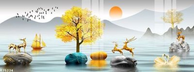 File tranh File gốc in tranh tổng hợp K25234 (ảnh gốc) in trần nhà