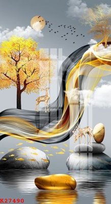 File in trần File gốc in tranh tổng hợp K27490 (bản gốc) hoa văn