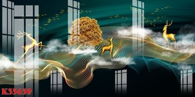 File in trần File gốc in tranh tổng hợp K35639 (bản gốc 3D) sống động