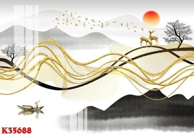 File in trần File gốc in tranh tổng hợp K35688 (file gốc) phong thủy