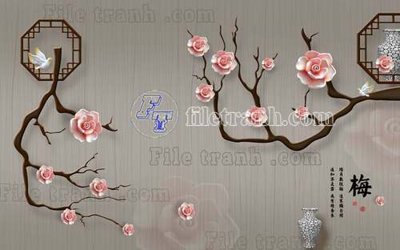 File gốc File gốc in tranh tổng hợp tường nền K40328 (in lụa) hoa văn cổ điển