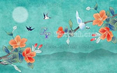 File gốc File gốc in tranh tổng hợp tường nền K41094 (in lụa) tranh mã đáo