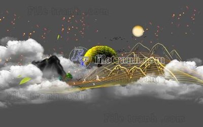 File gốc File gốc in tranh tổng hợp tường nền K41166 (in lụa) tranh thuận buồm