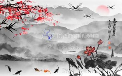 File tranh File gốc in tranh tổng hợp tường nền K44514 (gốc) in trên kính