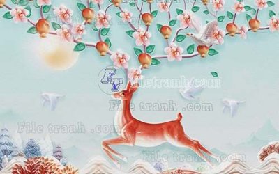 File gốc File tranh gốc dán tường hươu nai sừng K47011 (in ấn) không giới hạn