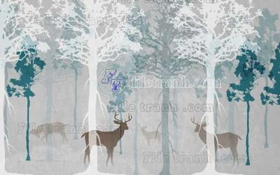 File tranh File tranh gốc dán tường hươu nai sừng K47021 (ảnh gốc) độc quyền
