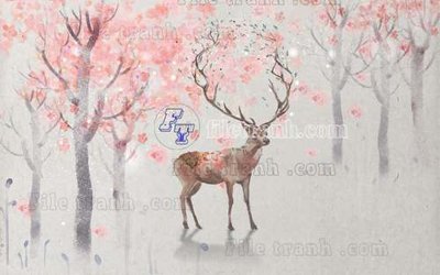 File tranh File tranh gốc dán tường hươu nai sừng K47062 (ảnh gốc) không bị mờ