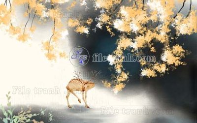 Tải file gốc File tranh gốc dán tường hươu nai sừng K47063 (để in lụa)