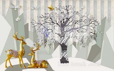 File tranh File tranh gốc dán tường hươu nai sừng K47071 (gốc) chủ đề con người