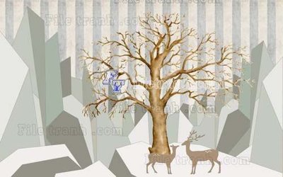 Download file File tranh gốc dán tường hươu nai sừng K47099 (chuẩn in) chất lượng cao