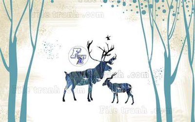 Download file File tranh gốc dán tường hươu nai sừng K47105 (chất lượng in ấn)
