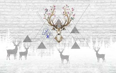 Tải file tranh File tranh gốc dán tường hươu nai sừng K47119 (ảnh gốc) ngay