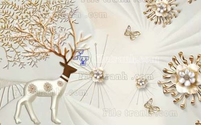 File tranh quảng cáo File tranh gốc dán tường hươu nai sừng K47129 (download file gốc)