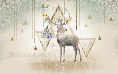 File ảnh File tranh gốc dán tường hươu nai sừng K47134 (gốc) in backdrop sự kiện