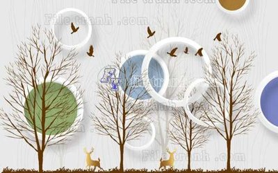 Ảnh gốc file in lụa File tranh gốc dán tường hươu nai sừng K47142 chi tiết