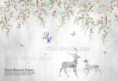 Tải xuống file tranh gốc File tranh gốc dán tường hươu nai sừng K47143 (PSD/TIFF)