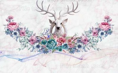 Tải về file gốc File tranh gốc dán tường hươu nai sừng K47144 (chuẩn in ấn)