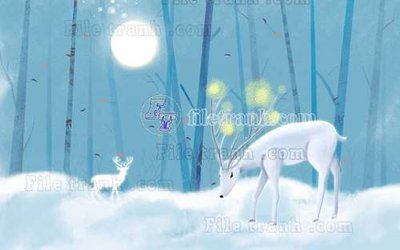 File gốc File tranh gốc dán tường hươu nai sừng K47158 (chuẩn màu) cho in offset