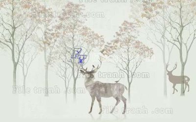 Tải file File tranh gốc dán tường hươu nai sừng K47180 (ảnh gốc) file TIFF