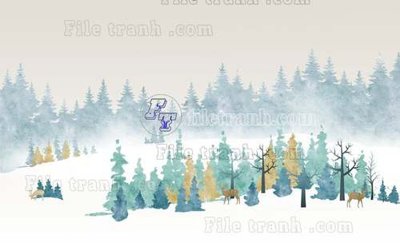 File tranh File tranh gốc dán tường hươu nai sừng K47195 (gốc) in backlit film