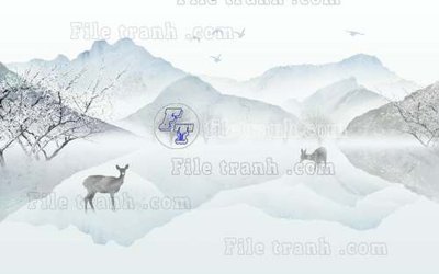 File tranh File tranh gốc dán tường hươu nai sừng K47196 (gốc) chủ đề tĩnh vật