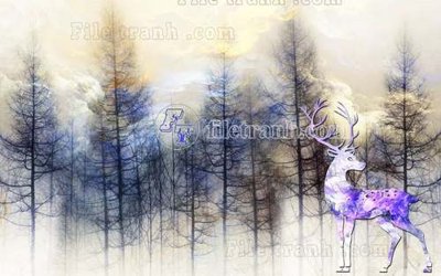 File gốc File tranh gốc dán tường hươu nai sừng K47204 (in ấn) không giới hạn