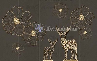 Tải file File tranh gốc dán tường hươu nai sừng K47208 (ảnh gốc) in tranh kính