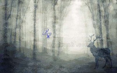 Tải file gốc in lụa File tranh gốc dán tường hươu nai sừng K47221 siêu nét