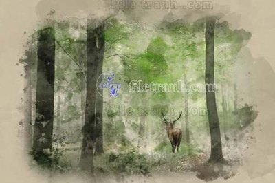 Tải file File tranh gốc dán tường hươu nai sừng K47222 (gốc) làm file tranh quảng cáo