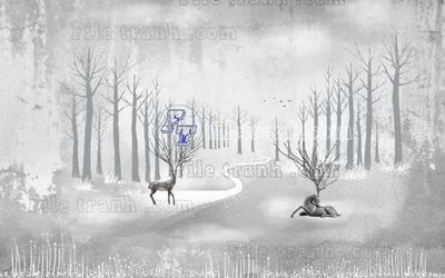 Tải file gốc File tranh gốc dán tường hươu nai sừng K47225 (in không vỡ ảnh)