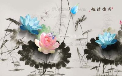 File in mica File tranh gốc tranh tường hoa 3d đẹp K48052 (bản gốc) làm vách ngăn