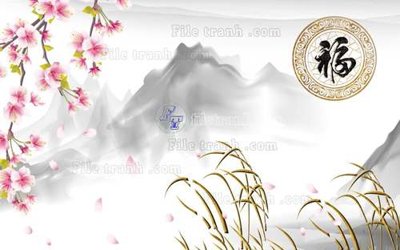 Tệp tin gốc File tranh gốc tranh tường hoa 3d đẹp K48330 (dùng cho in ấn) chuyên nghiệp