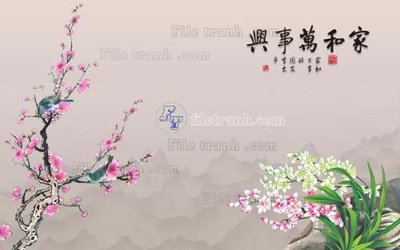 Tải file gốc in lụa File tranh gốc tranh tường hoa 3d đẹp K48401 siêu nét