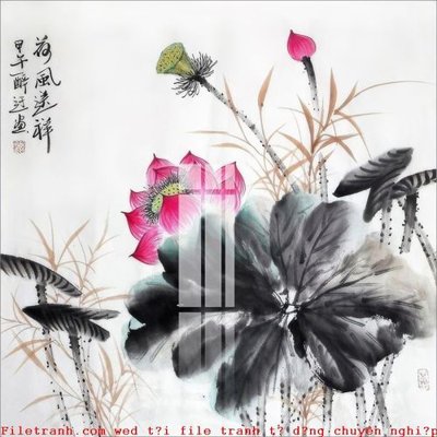 Tải file File gốc in tranh tổng hợp K49220 (gốc) chủ đề hoa sen