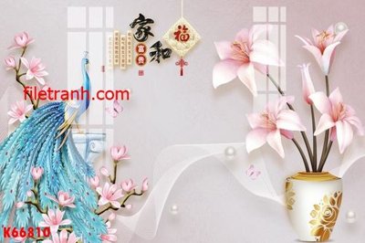 File gốc File gốc in tranh nền tường tổng hợp K66810 (in lụa) tranh mã đáo