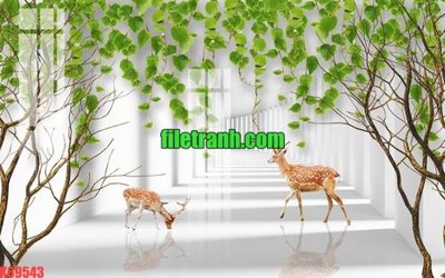 File gốc File gốc in tranh nền tường tổng hợp K69543 (in lụa) họa tiết 3D