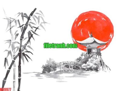 File gốc File gốc in tranh nền tường tổng hợp K69977 (in lụa) tranh mã đáo