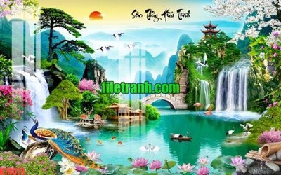 File in trần File gốc in tranh nền tường tổng hợp K74073 (file gốc) phong thủy