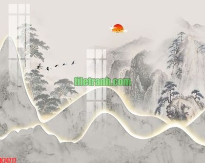 File gốc File gốc in tranh nền tường tổng hợp K74717 (in tráng gương) hiện đại