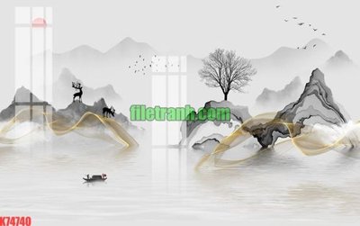 File tranh File gốc in tranh nền tường tổng hợp K74740 (bản gốc) in lụa dán tường