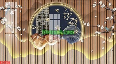 Download file gốc File gốc in tranh nền tường tổng hợp K74756 (in lụa) hoa lá